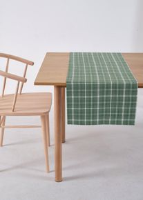 bonprix Futó asztalterítő bio-pamutból és kockás mintázattal, zöld, Hossz/szél. 30/180 cm