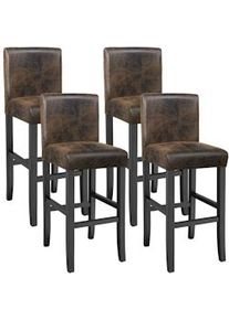 TecTake 4 sgabelli da bar in pelle sintetica - marrone anticato - 403585