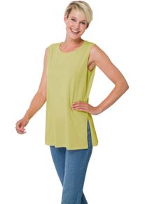Damska Dlhý top, bočné rázporky lipovozelená veľkosť 56