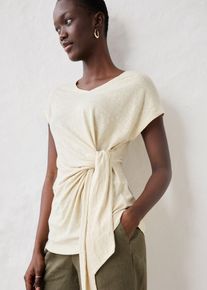 bonprix Mujer, Camiseta sin mangas de lino puro, beige, 52/54