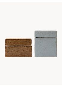 house doctor Handmade Storage Boxes Treasure, Set of 2 Brown, Grey Ceramic Sæt med forskellige størrelser