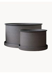 DBKD Macetas Plant, set de 2 Marrón Metal Set de diferentes tamaños