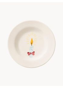 Anna + Nina Hand-Painted Dessert Plate Holy Night Blue, Red, White Ceramic, Earthenware Ø 16 x H 3 cm