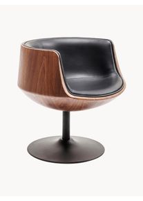 KARE Design Skrivbordsstol Club i retrodesign Mörkt Trä, Svart Fuskläder, Plast, Metall, Tyg B 62 x D 61 cm