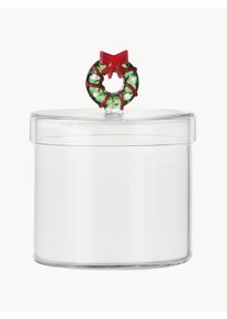 ICHENDORF Handmade Box Christmas Tales with Christmas Wreath Figure Colorful, Transparent Glass Ø 8 x H 10 cm