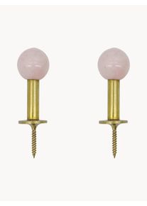 house doctor Cabide de parede em metal artesanal Ball, conjunto de 2 Dourado, Rosa choque Metal L 4 x Alt 2 cm