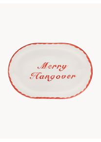 Anna + Nina Travessa pintada à mão Merry Hangover Vermelho, Branco Cerâmica, Grés L 27 x P 24 cm