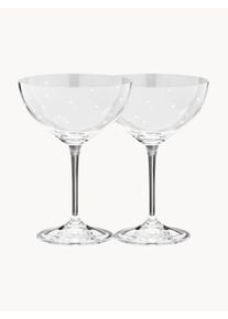 Anna + Nina Handmade Champagne Coupes Starry Eve, Set of 2 Transparent, White Glass, Crystal Ø 9 x H 9 cm, 250 ml