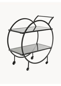 KARE Design Kovový servírovací vozík so sklenenými doskami Loft Čierna Sklo, Kov Š 74 x V 85 cm