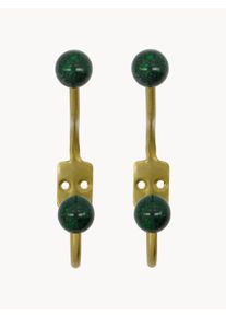 house doctor Cabide de parede em metal artesanal Ball, conjunto de 2 Dourado, Verde Metal L 7 x Alt 13 cm