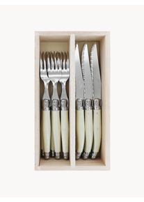 Laguiole by André Verdier Mirror Polished Cutlery Set Debutant, 6 People, Set of 12 Light wood, Silver, White Wood, Plastic, Metal 6 personer (12 dele