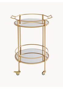 KARE Design Okrúhly servírovací vozík s doskami zo zrkadlového skla, Emilia Zlatá Sklo, Kov Š 57 x V 78 cm