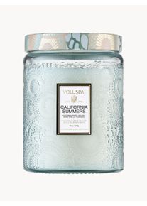 VOLUSPA Handmade Scented Candle California Summers (Sea Salt, Warm Vanilla, Teakwood) Blue Glass Ø 10 x H 13 cm