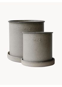 DBKD Maceteros Plant, set de 2 Beige Metal Set de diferentes tamaños