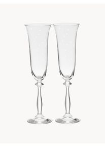 Anna + Nina Copos de champanhe artesanais Starry Eve, conjunto de 2 Transparente, Branco Vidro, Vidro cristal Ø 12 x Alt 8 cm, 260 ml