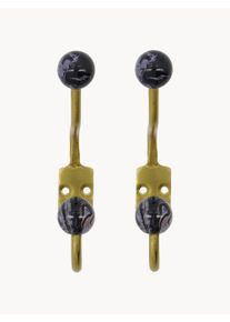 house doctor Cabide de parede em metal artesanal Ball, conjunto de 2 Preto, Dourado Metal L 7 x Alt 13 cm