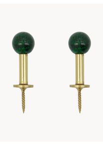 house doctor Cabide de parede em metal artesanal Ball, conjunto de 2 Dourado, Verde Metal L 4 x Alt 2 cm