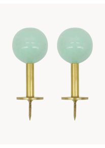 house doctor Cabide de parede em metal artesanal Ball, conjunto de 2 Dourado, Verde Metal L 8 x Alt 4 cm