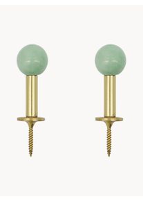 house doctor Cabide de parede em metal artesanal Ball, conjunto de 2 Dourado, Verde Acrílico, Metal L 4 x Alt 2 cm