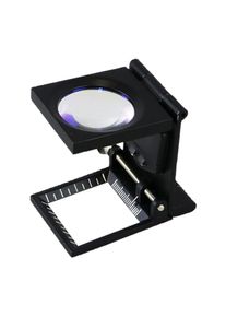 1 Metal counting glass 6-fold, LED, adjustable pointer, distortion-free, black