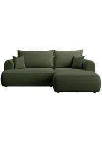 Selsey Eckschlafsofa Ovo Mini Olivgrün Easy-Clean-Samtbezug , Textil , Ottomane rechts,L-Form , 238x156 cm , Wohnzimmer, Sofas & Couches, Wohnlandschaften, Ecksofas