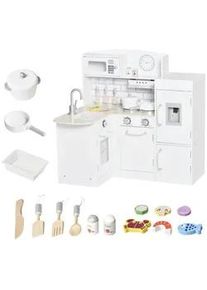 HOMCOM Kinderküche Spielküche mit elektronischem Wasserspender, Backofen, Weiß , Holzwerkstoff , teilmassiv , 64x84.5x86 cm , unisex , Spielzeug, Kinderspielzeug, Kinderküchen