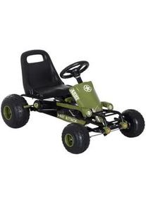 HOMCOM GO Kart Kettcar mit Handbremse Kinder Tretauto Tretfahrzeug ab 3 Jahre Grün , Metall , 65x56x99 cm , unisex , Outdoor Spielzeug, Kinderfahrzeuge