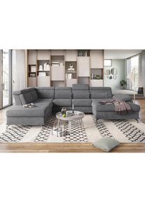 Sit & More sit&more, Wohnlandschaft &raquo;Cabrio U-Form, B: 359 cm, mit Sitztiefen-, Arm- & Kopfteilverstellung&laquo; 3 Nierenkissen, Federkern, optional Bettfunktion und 