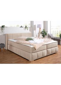Home Affaire, Boxspringbett &raquo;Chelles&laquo; inkl. Kaltschaumtopper, in 5 Breiten und 3 Matratzenarten, beige, Samtoptik (100% Polyester);Bezug der 