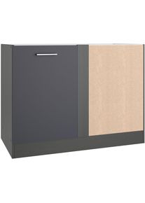 KOCHSTATION , Eckunterschrank &raquo;KS-Milan&laquo; Eckunterschrank 110 cm, matte oder hochgl&auml;nzende Fronten , anthrazit , grafitgrau