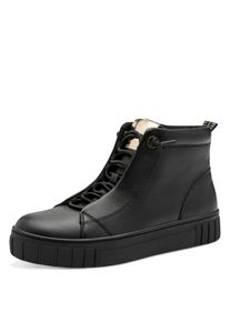 Marco Tozzi , Damen , Sneaker Plateau, Boots, High Top-Sneaker mit elastischem Schnürsenkeln , schwarz , 40 , 40 , Trendiger Boots in veganer...