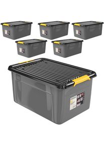 Monzana Zestaw 6 pudełek do przechowywania w kolorze szarym/antracytowym o wymiarach 58x39x25 cm z możliwością sztaplowania