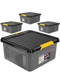 Monzana Zestaw 4 pudełek do przechowywania w kolorze szarym/antracytowym 39x39x16cm z możliwością sztaplowania