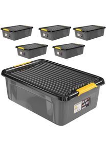 Monzana Zestaw 6 pudełek do przechowywania w kolorze szarym/antracytowym o wymiarach 58x39x16 cm z możliwością sztaplowania