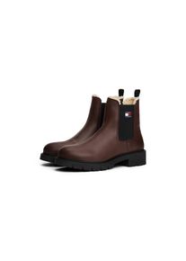 Tommy Jeans, Damen, Chelseaboots &raquo;TJW CHELSEA BOOT WL&laquo; , Blockabsatz, Stiefelette mit typischer Logoflagge, dunkelbraun, 37, dunkelbraun, Winterboots 