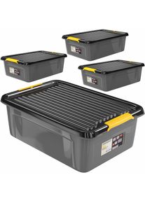 Monzana Zestaw 4 pudełek do przechowywania w kolorze szarym/antracytowym o wymiarach 58x39x16 cm z możliwością sztaplowania