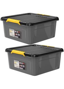 Monzana Zestaw 2 pudełek do przechowywania w kolorze szarym/antracytowym 39x39x16cm z możliwością sztaplowania