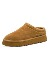 Tamaris, Damen, Hausschuh , Clogs, Bequemschuh mit Fellimitat-Kragen, camel, 37, camel, Hineinschl&uuml;pfen und sich wohlf&uuml;hlen der Hausschuh von Tamaris