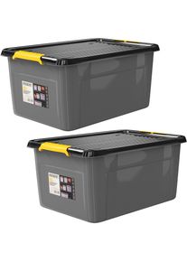 Monzana Zestaw 2 pudełek do przechowywania w kolorze szarym/antracytowym o wymiarach 58x39x25 cm z możliwością sztaplowania