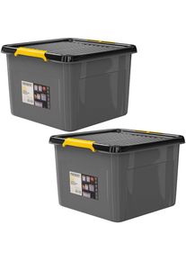 Monzana Zestaw 2 pudełek do przechowywania w kolorze szarym/antracytowym 39x39x26cm z możliwością sztaplowania