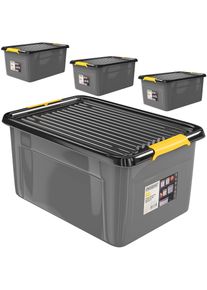 Monzana Zestaw 4 pudełek do przechowywania w kolorze szarym/antracytowym o wymiarach 58x39x25 cm z możliwością sztaplowania