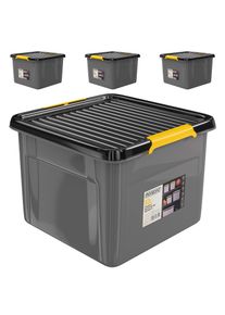 Monzana Zestaw 4 pudełek do przechowywania w kolorze szarym/antracytowym 39x39x26cm z możliwością sztaplowania