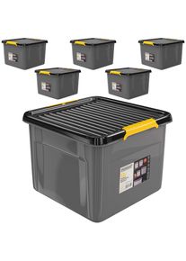 Monzana Zestaw 6 pudełek do przechowywania w kolorze szarym/antracytowym o wymiarach 39x39x26 cm z możliwością sztaplowania