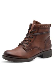 Tamaris, Damen, Schn&uuml;rstiefelette , Blockabsatz, Schn&uuml;rboots mit Nieten am Schaftrand besetzt, cognac, 39, cognac, L&auml;ssiger Schn&uuml;rboots mit Ziern&auml;hten
