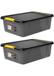 Monzana Zestaw 2 pudełek do przechowywania w kolorze szarym/antracytowym o wymiarach 58x39x16 cm z możliwością sztaplowania