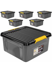 Monzana Zestaw 6 pudełek do przechowywania w kolorze szarym/antracytowym o wymiarach 39x39x16 cm z możliwością sztaplowania