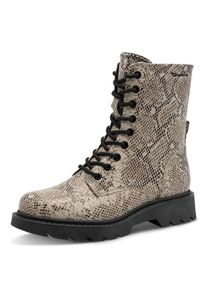 Tamaris , Schnürstiefelette , Blockabsatz, Schnürboots mit trendiger Prägung , beige snake , 39 , 39 , Trendige Stiefelette mit Reißverschluss für...