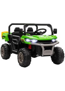 HOMCOM 12V Two-Seater Kids Electric Ride-On Car, with Electric Bucket, Remote Control - Green | Aosom Ireland