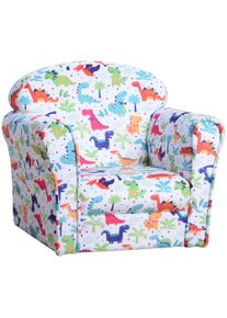 HOMCOM Children Armchair Kids Sofa Tub Chair Seat Cartoon Dinosaur Pattern Bedroom Flannel Wooden Frame Non-slip Playroom Seater | Aosom Ireland