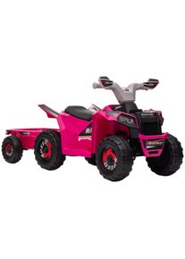 HOMCOM 6V Electric Quad Bike for Toddlers with Rear Storage Trailer, Durable Wheels, for Ages 18-36 Months, Pink | Aosom Ireland